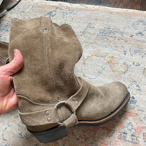 Frye Tall Suede Harness Moto Boot - Size 7